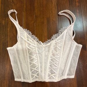 Victoria's Secret Sheer Lace Bustier in Cream